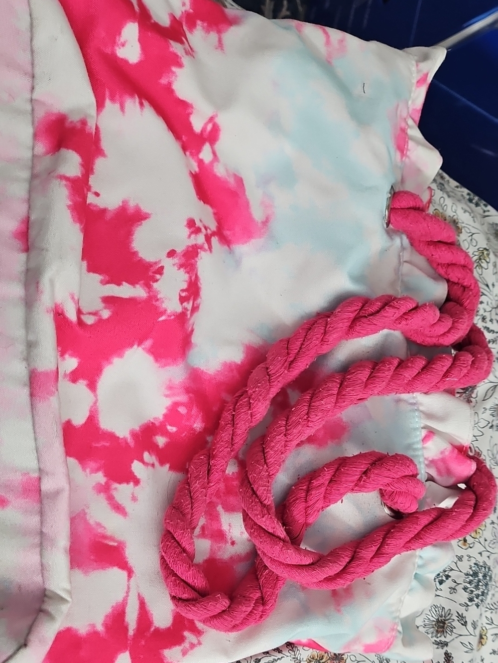 Girls Pink Tie-Dye Rope Tote
